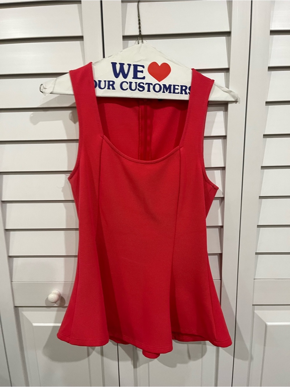 buttons Coral-Red Scoop Neck Flare Tank Top